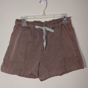 Aerie Cargo Style High Waisted Drawstring Shorts Size M Brown